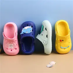 Children's Slippers Summer Cute Boys Cartoon Non-slip Female Soft-soled Sandals Hollow Out Shoes Bathing Babies Kids Clogs