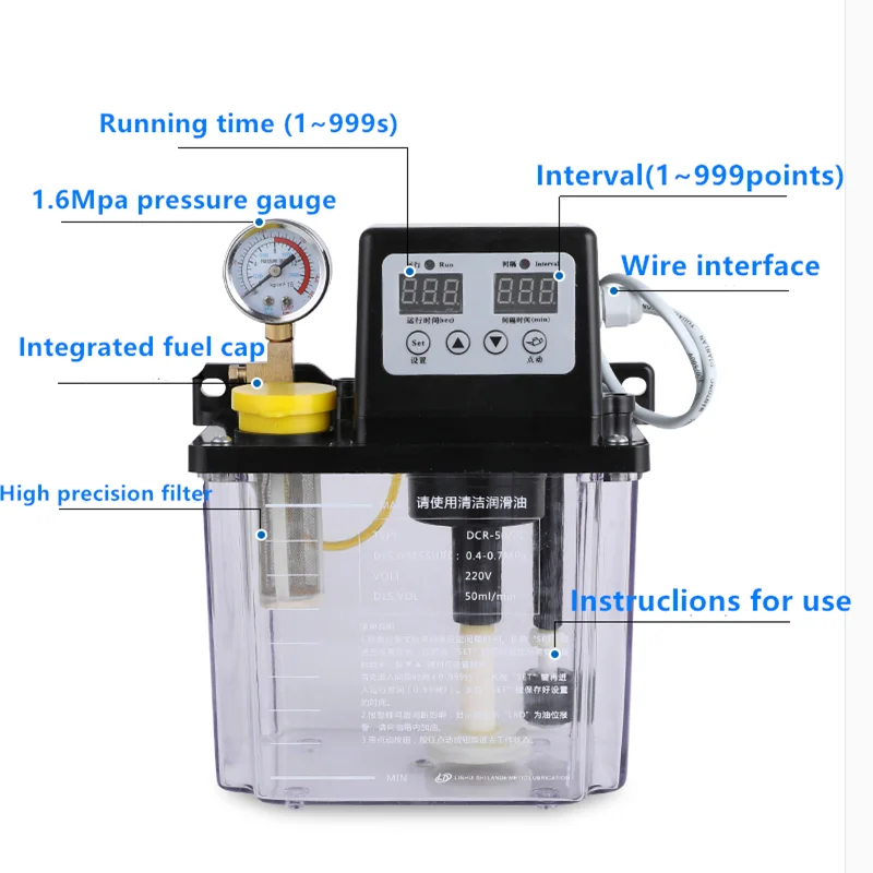 NEW 220V cnc electromagnetic lubrication pump lubricator 0.5/1/2 Liters lubricant pump automatic lubricating oil pump Oil inject
