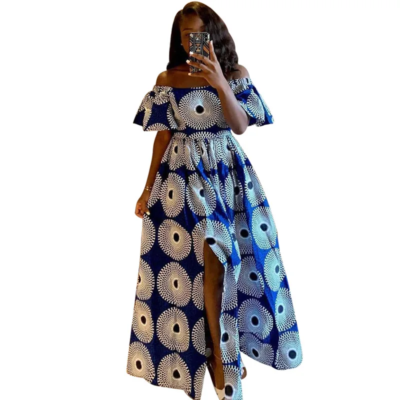 off the shoulder dashiki dress Tropical Dashiki Print Off Shoulder Dress TH356 White / One Size Fits Most