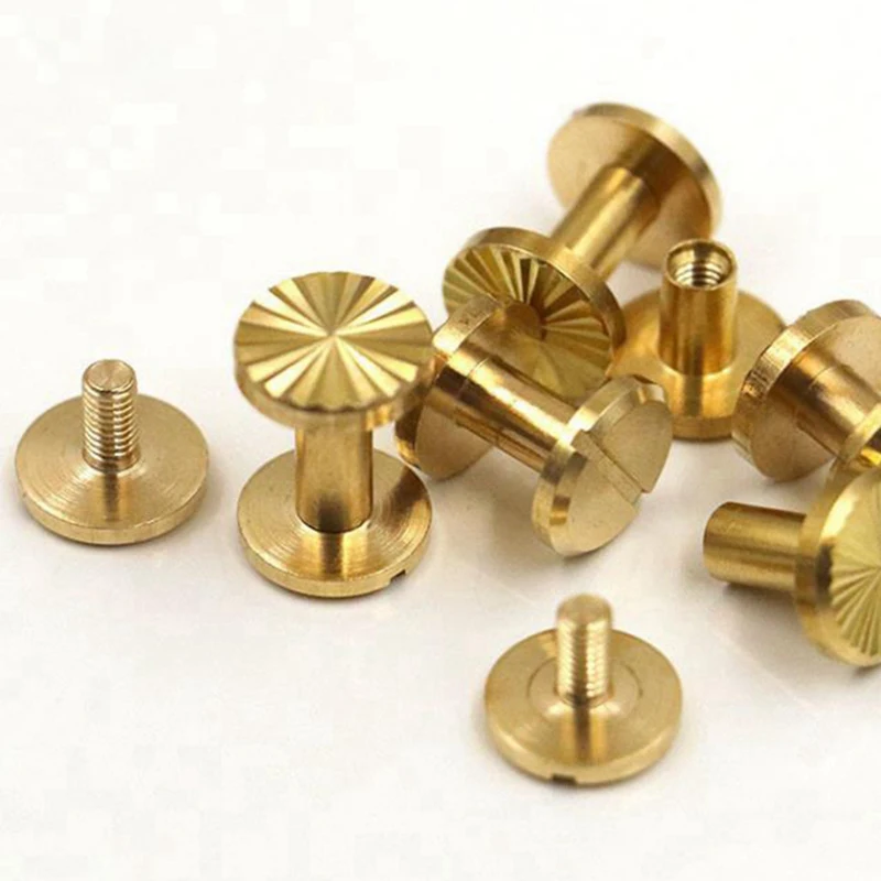 

4-9mm Height Solid Brass Binding Chicago Screws Nail Cap Stud Rivets For Scrapbook Leather Craft Belt Wallet Diy Accessories