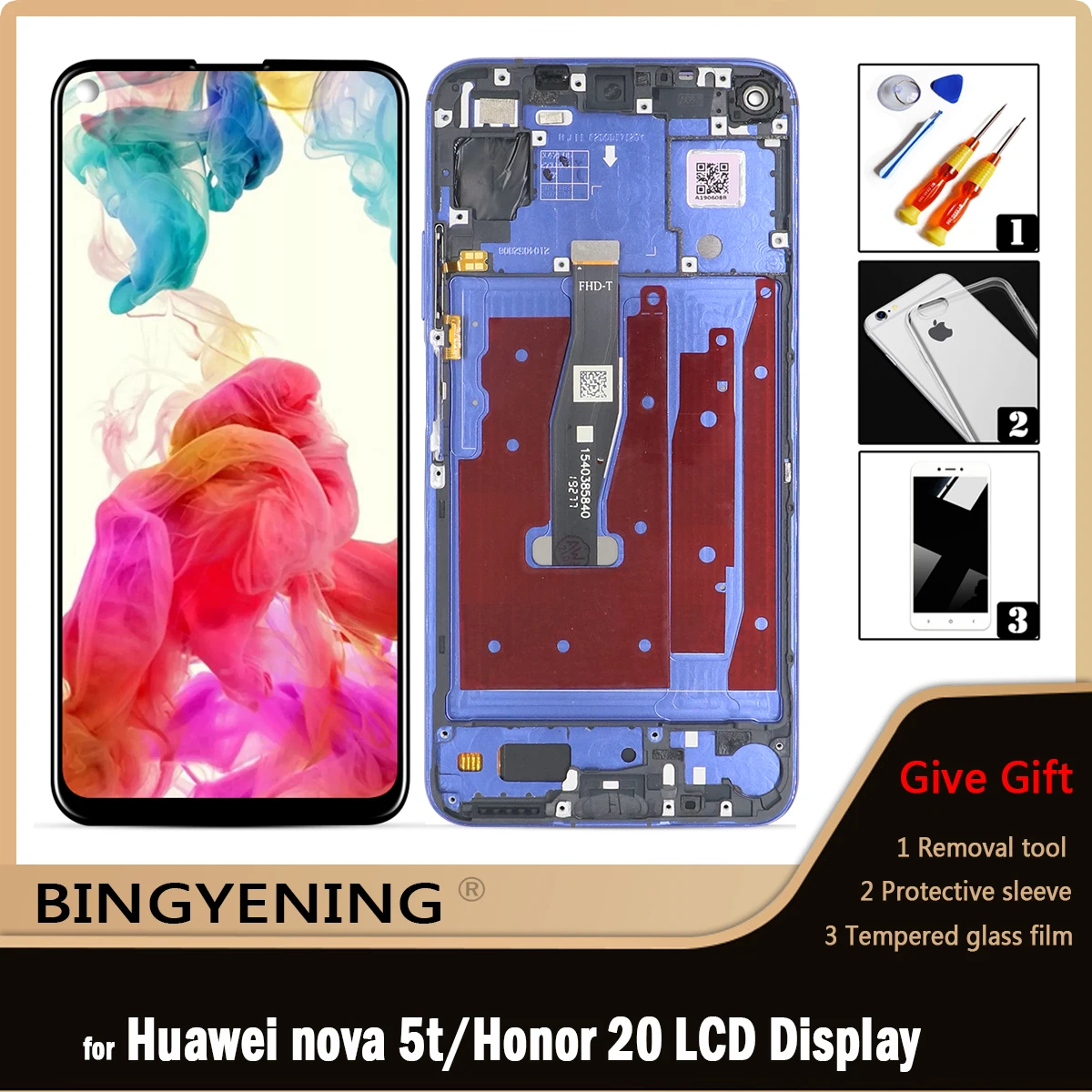 Original For Huawei Nova 5t LCD Display Screen Touch Digitizer Assembly For 6.26 inch Honor 20 20Pro YAL-L21 With Frame Replace