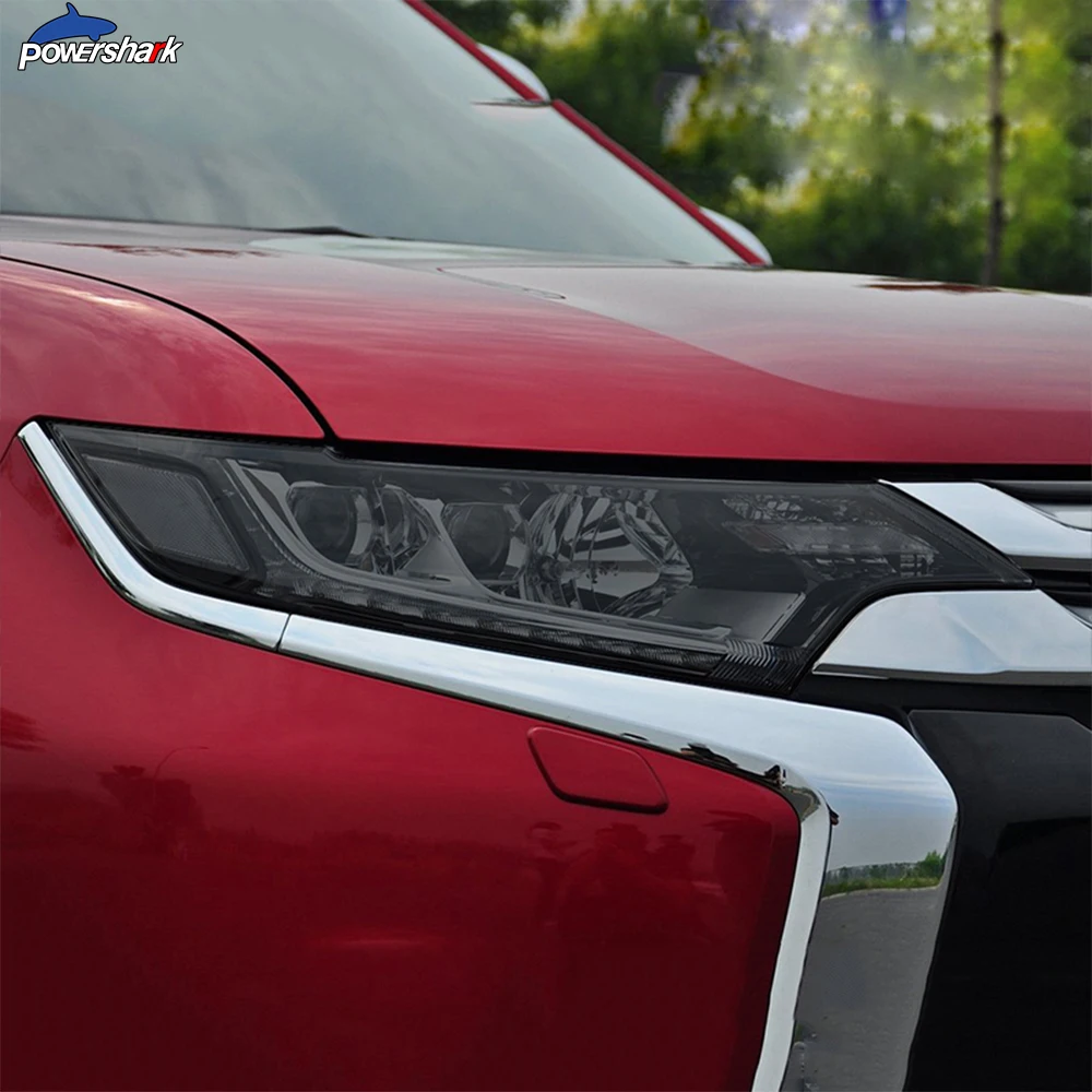2 Pcs Car Headlight Tint Black Protective Film Protection Transparent TPU Sticker For Mitsubishi Outlander 2015-2020 Accessories