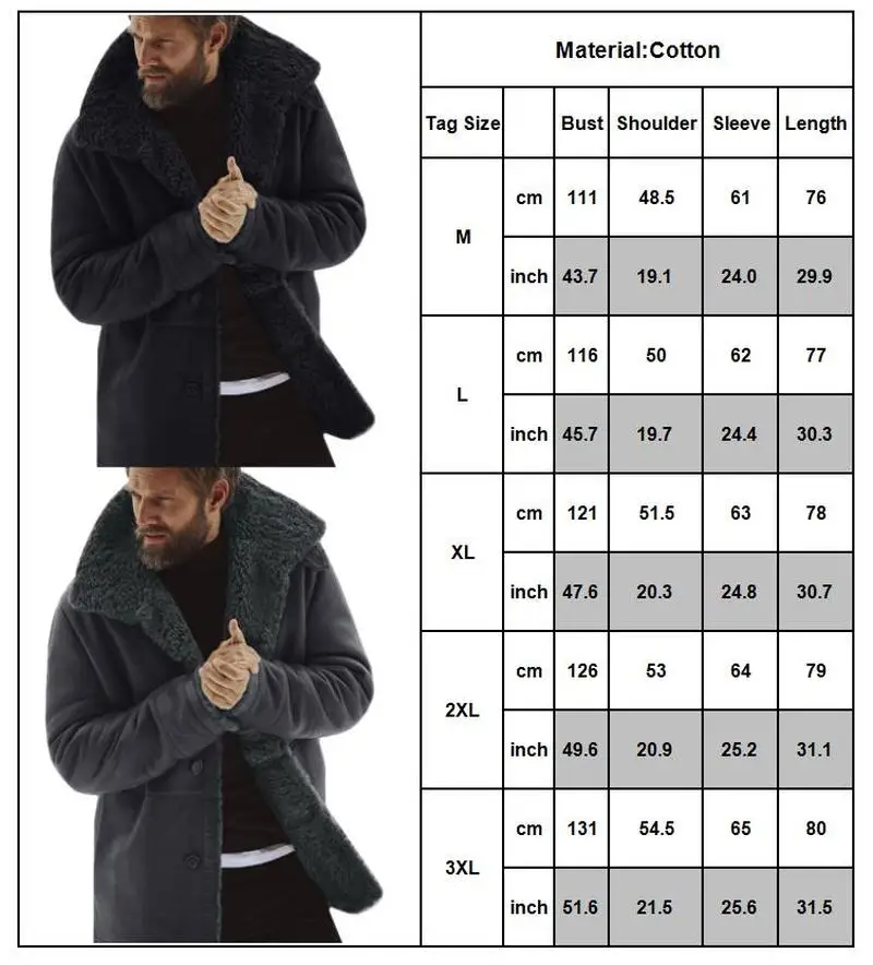 Men Winter Fleece Thick Warm Coat Outwear Trench Leather Jacket Long Sleeve Fur Ropa De Hombre  Men Clothing