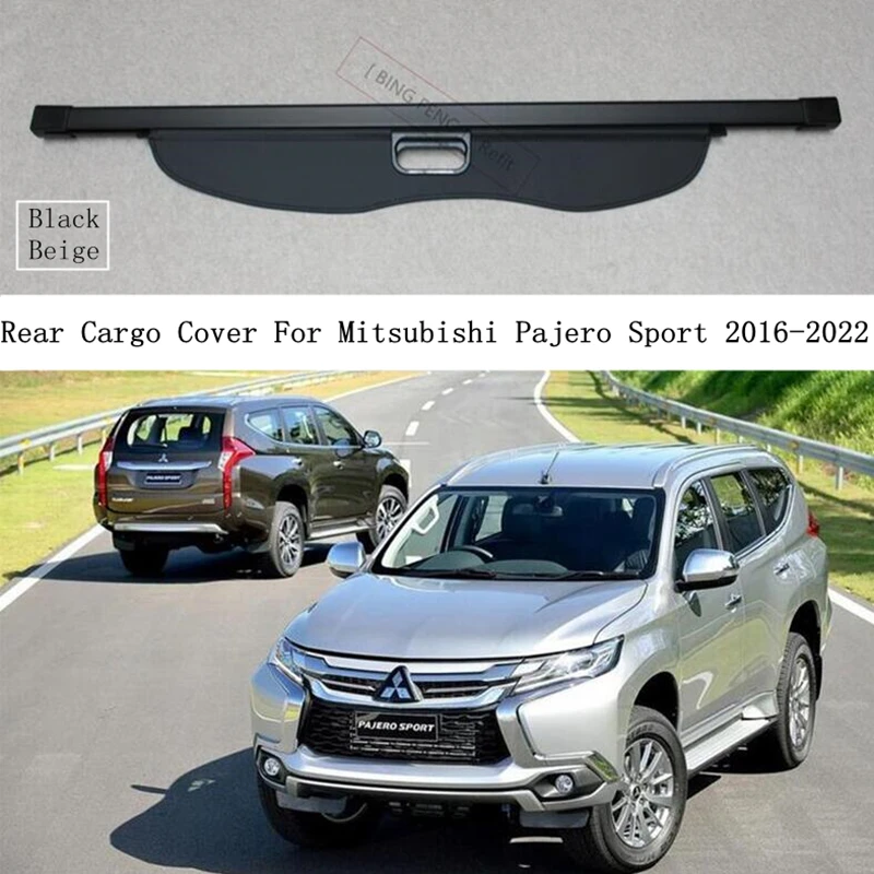 Rear Cargo Cover For Mitsubishi Pajero Sport 2016-2024 Privacy Trunk Screen Security Shield Shade Black Beige Auto Accessories