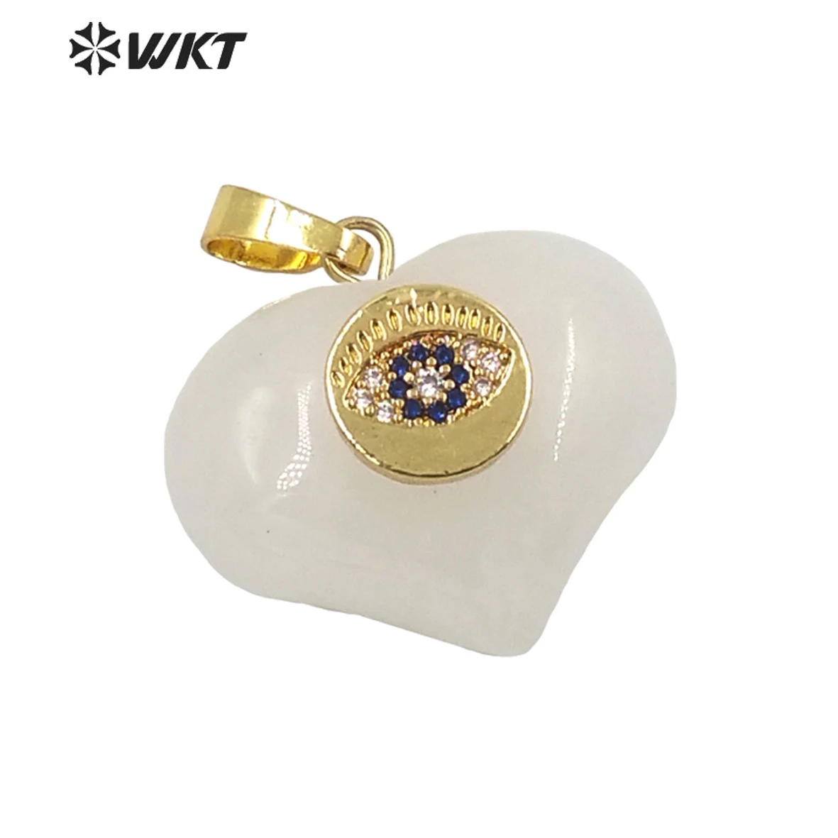 P1661 Lady Charming CZ evil eye Stone pendant simple loop gold crystal heart quartz pendant for necklace