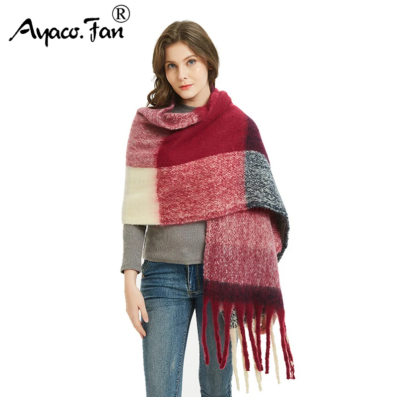 Cashmere Scarf 2019 Autumn Winter New Plaid Warm Women Scarves Wide Lattices Shawls Female pashmina Lady Blanket Wraps Tippet