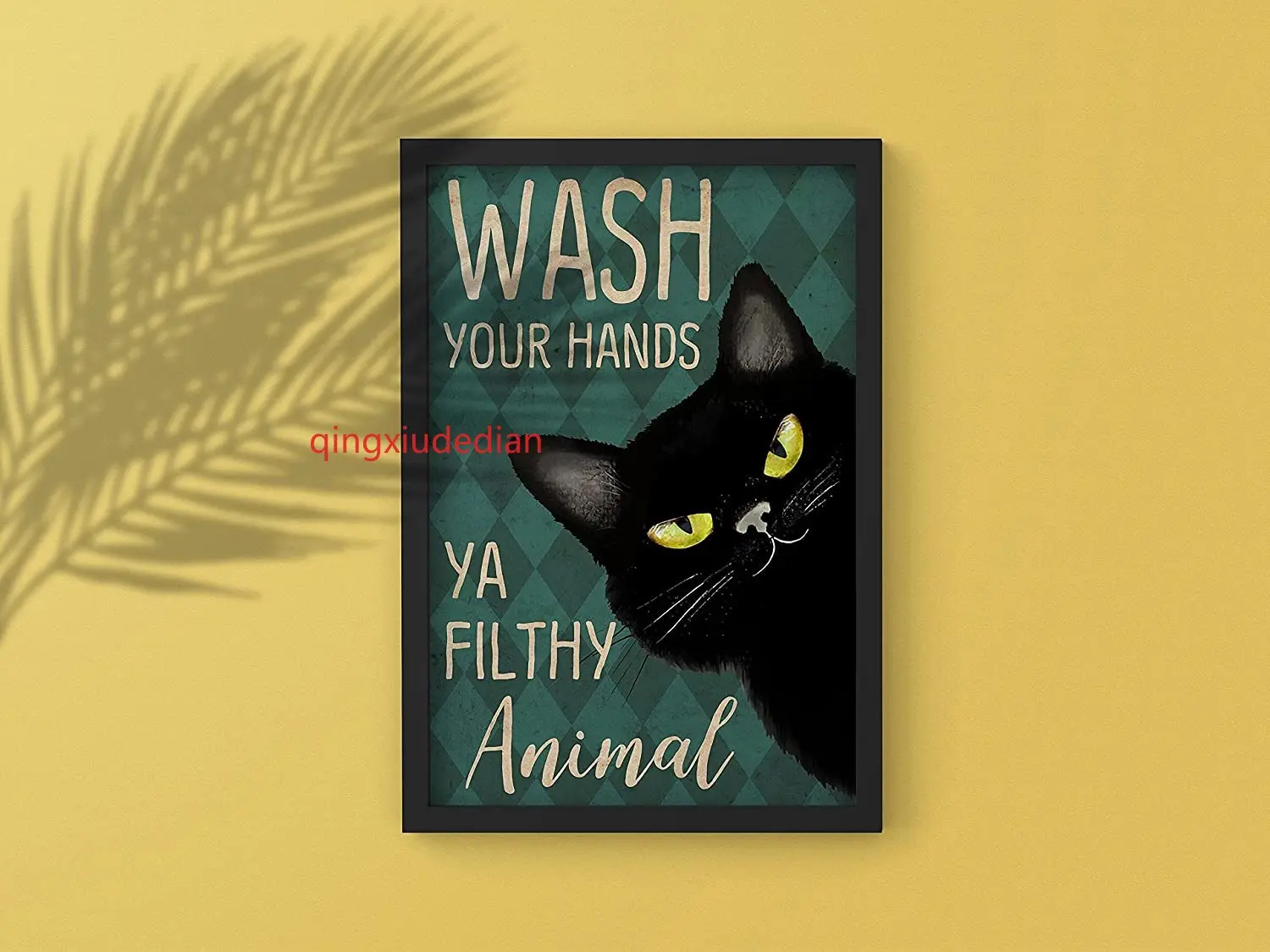 

Eeypy Wash Your Hands Ya Filthy Animal Funny Black Cat Bathroom Wall Art Metal Tin Sign Poster Wall Plaque