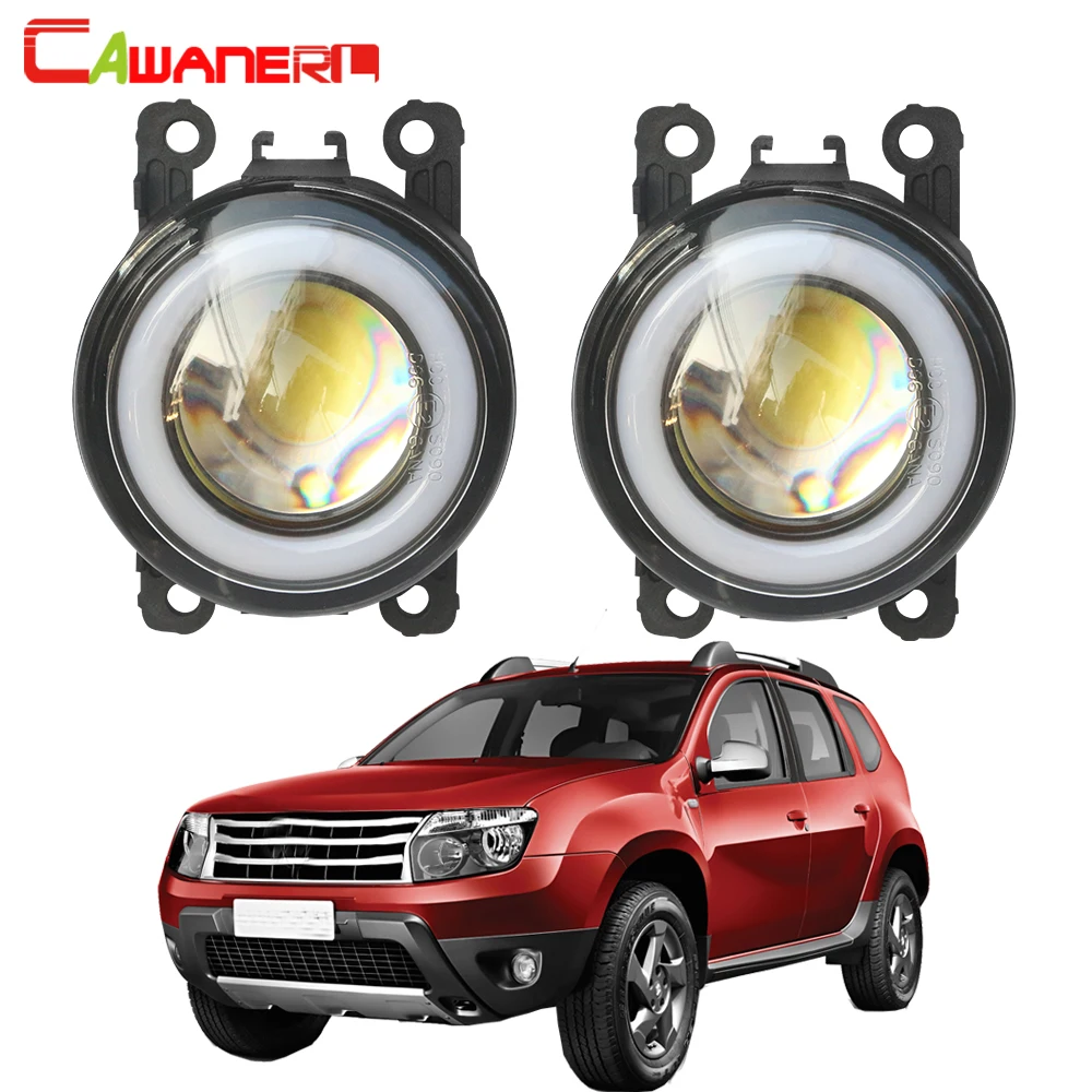 Cawanerl For Renault Duster Car H11 LED Fog Light COB Angel Eye Daytime Running Light 3000LM 12V 2012 2013 2014 2015