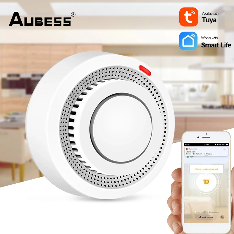 

Aubess WiFi Smoke Sensor Alarm Fire Protection Tuya Smoke Detector Smokehouse Combination Fire Alarm Home Security Firefighters