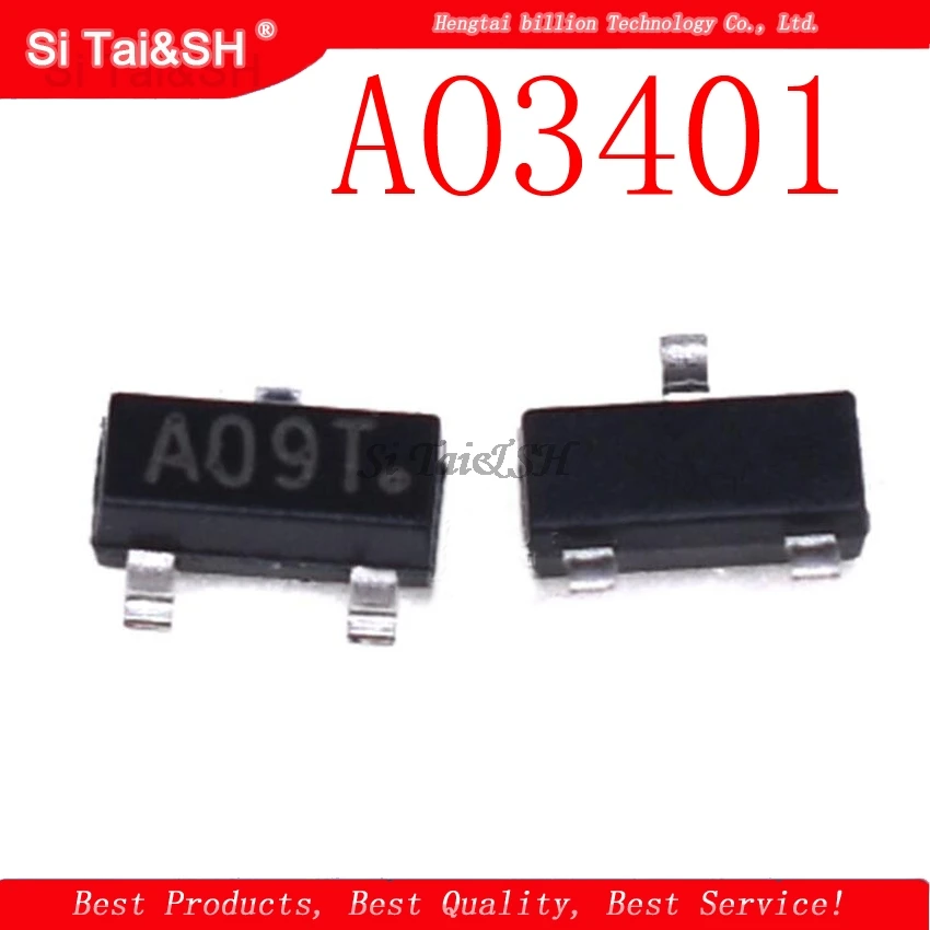 50PCS/Lot AO3401A AO3401 3401 A19T SOT-23 4.2A/30V P-channel SMD MOSFET Transistor Triode