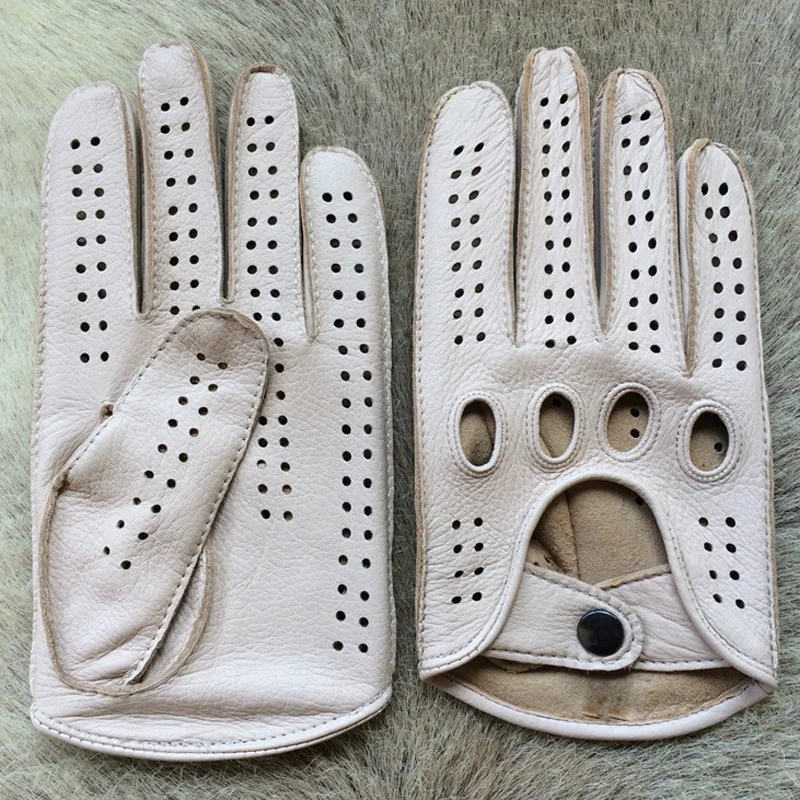 Gants chauds en cuir véritable pour hommes, mitaines en peau de chèvre, marron, non doublées, conduite, automne, hiver, nouvelle marque de mode,