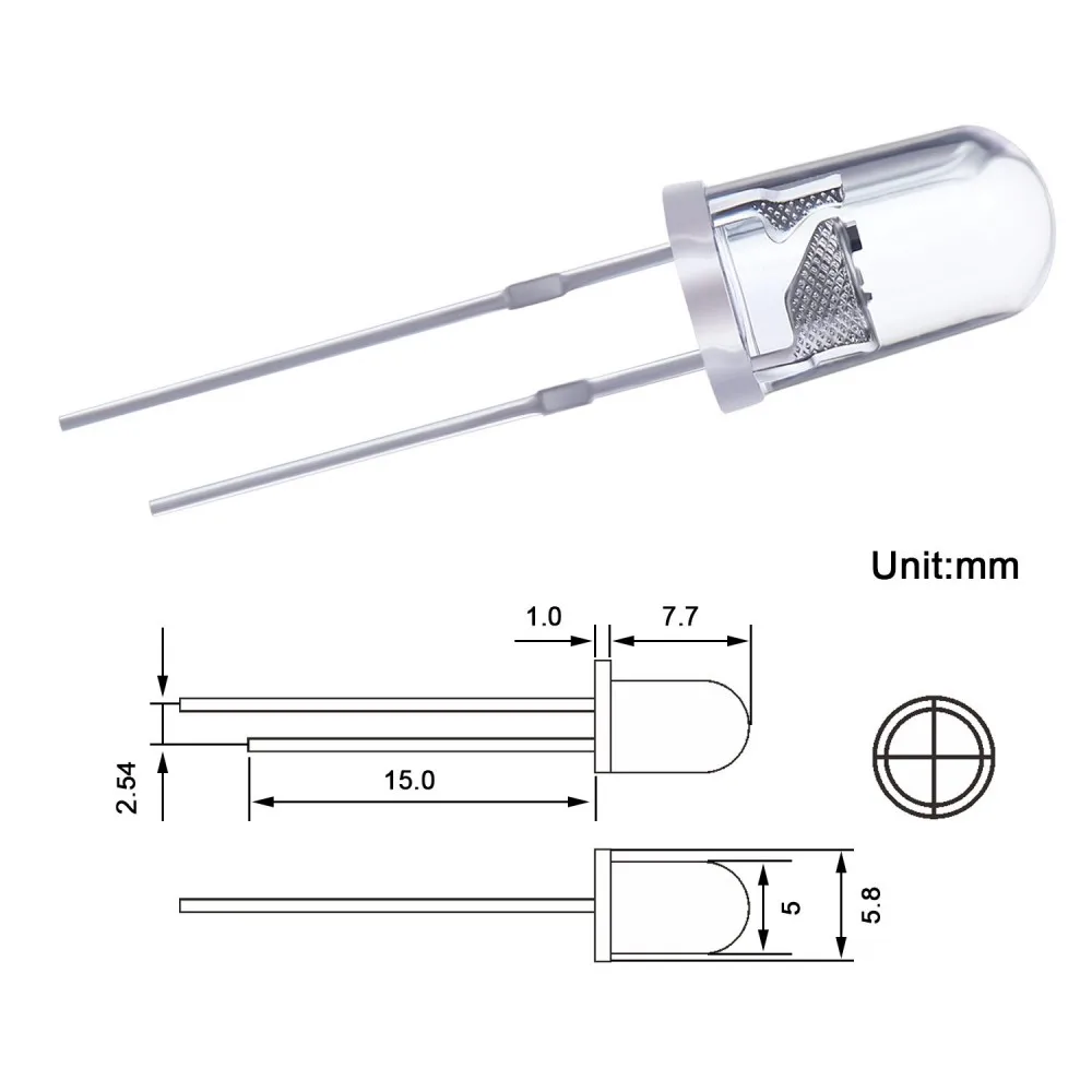 1000pcs /lot Transparent Round 5mm super bright water clear Green Red white Yellow Blue Light F5 LED bulbs emitting diode