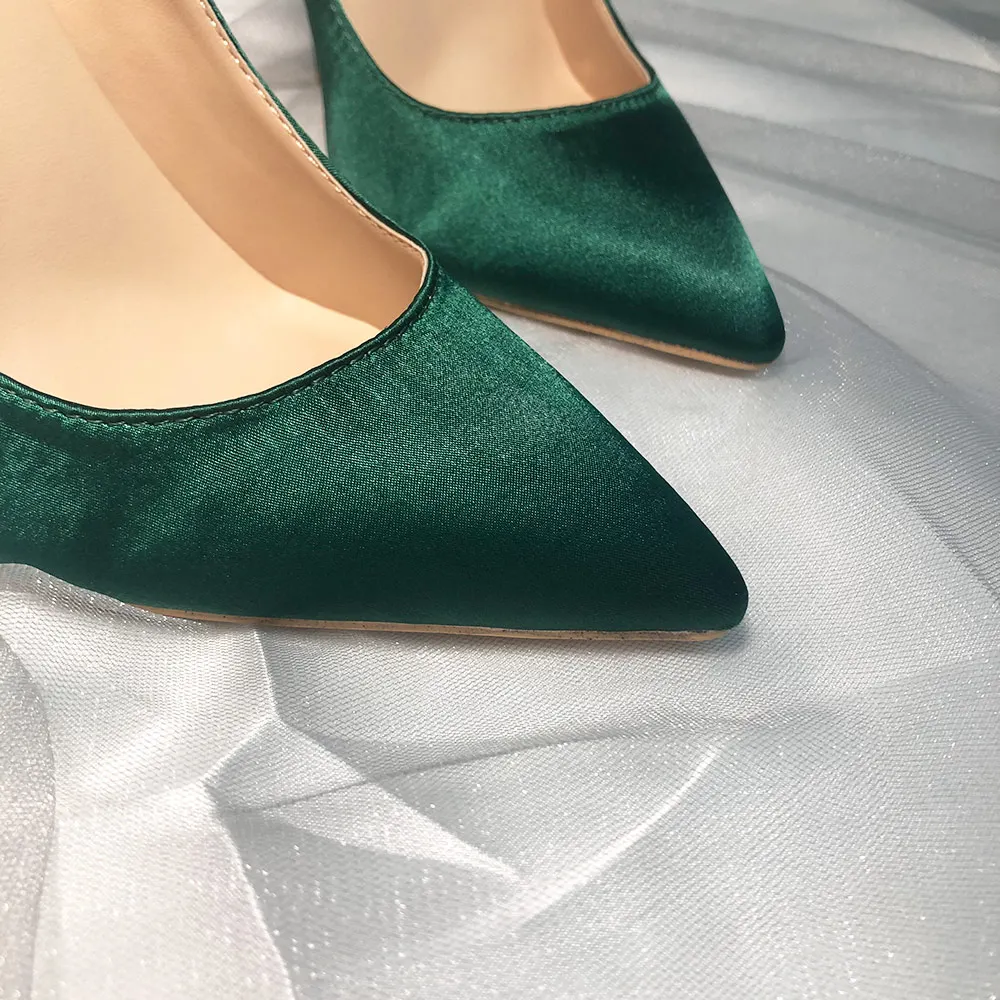 Veowalk Brand Silk Upper Women Sexy High Heels Elegant Lady Pointed Toe Party Pumps Woman Comfort Dress Shoes Customized Accept