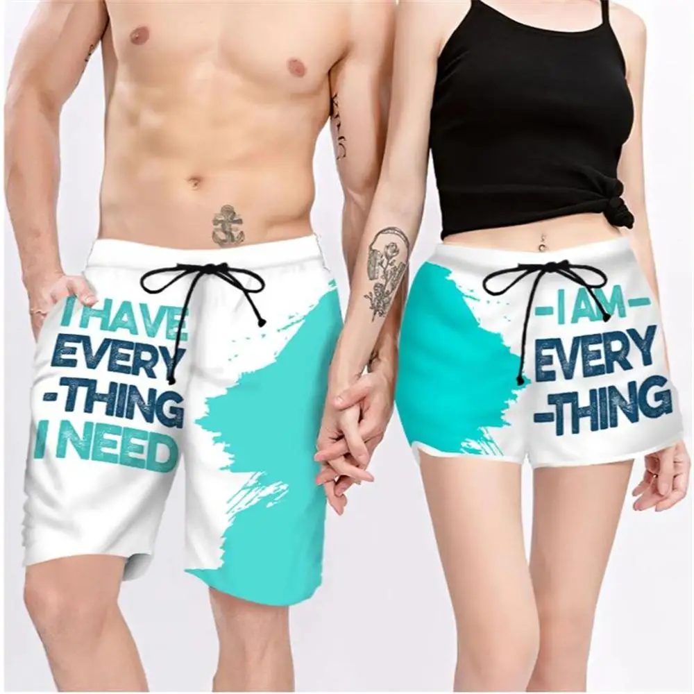Couple Matching - I Have Everything I Need 3D Printed Shorts Unisex Elastic Waist Shorts Summer Beach Harajuku Casual Shorts 001