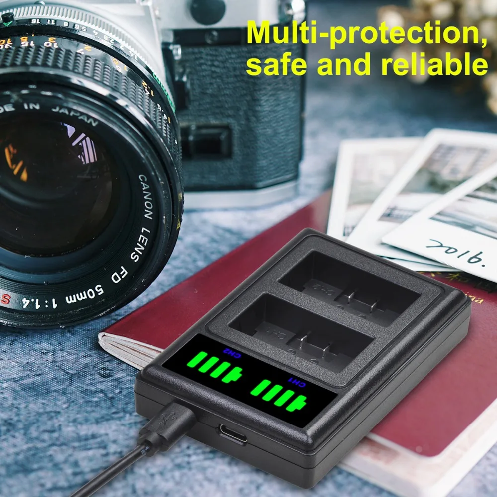 1700mAh CGA-S002E CGA-S002 DMW-BM7 Battery + Type-c Charger for Panasonic Lumix DMC FZ10 FZ1 FZ2 FZ3 FZ4 FZ5 FZ15 FZ20