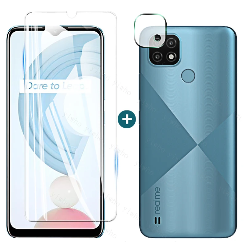 2 In 1 Protection Glass for OPPO Realme C21 C25 C21y C25s C20 C17 C15 C12 C11 C3 Tempered Screen Protector Camera Lens Glass