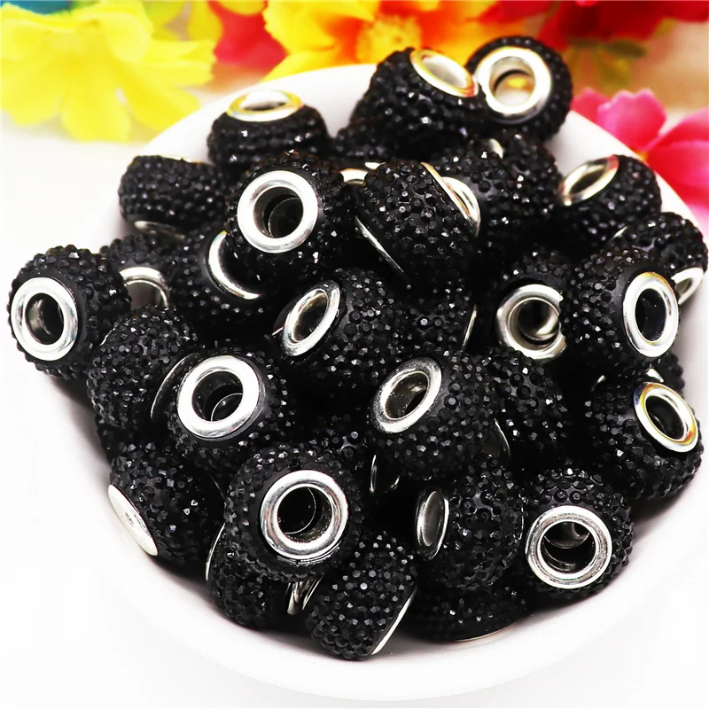 

10Pcs Black Color Bayberry Round Rondelle Large Hole European Spacer Beads Charms for Bracelet Bangle Women DIY Necklace Jewelry