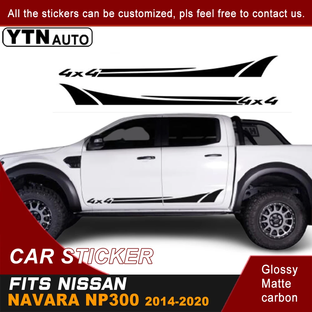 Car Decals For Nissan Navara Np300 D23 2014-2019 2 Pcs 4x4 Side Door Stripe Graphic Vinyl Car Sticker For Np300 Car Accessories