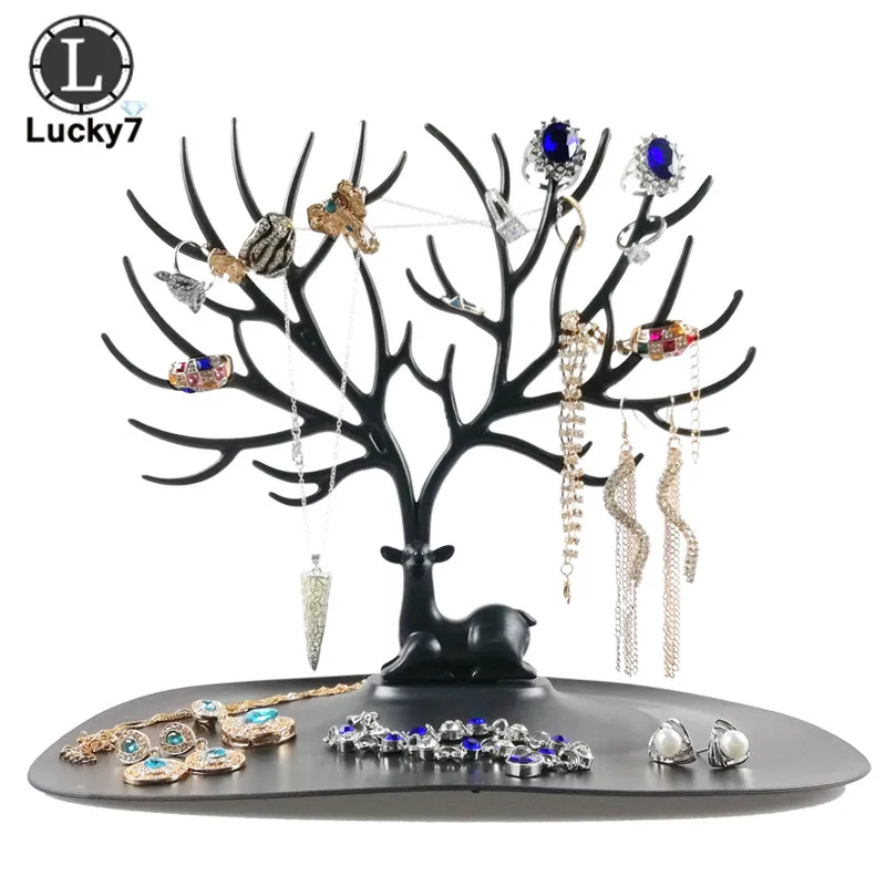 Fashion Deer Earrings Necklace Ring Pendant Bracelet Jewelry Display Stand Tray Tree Rack Jeweler Storage Organizer Holder bts