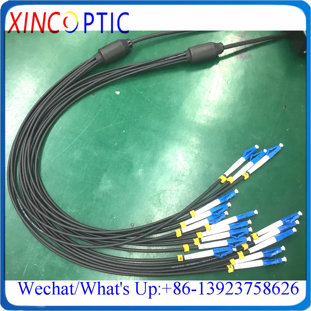 30M 8C,SM,9/125,G657A,4.8mm,8Core LCUPC-LC/SC/FC/STUPC LSZH/TPU 8F Armored Fiber Optic Patch Cord CPRI Black Cable Connector