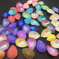 Mix Mocha Fluorescent TearDrop K9 Glass Loose Rhinestones AB Color Pointback Strass Crystal Glue on Clothes Jewelry Accessories