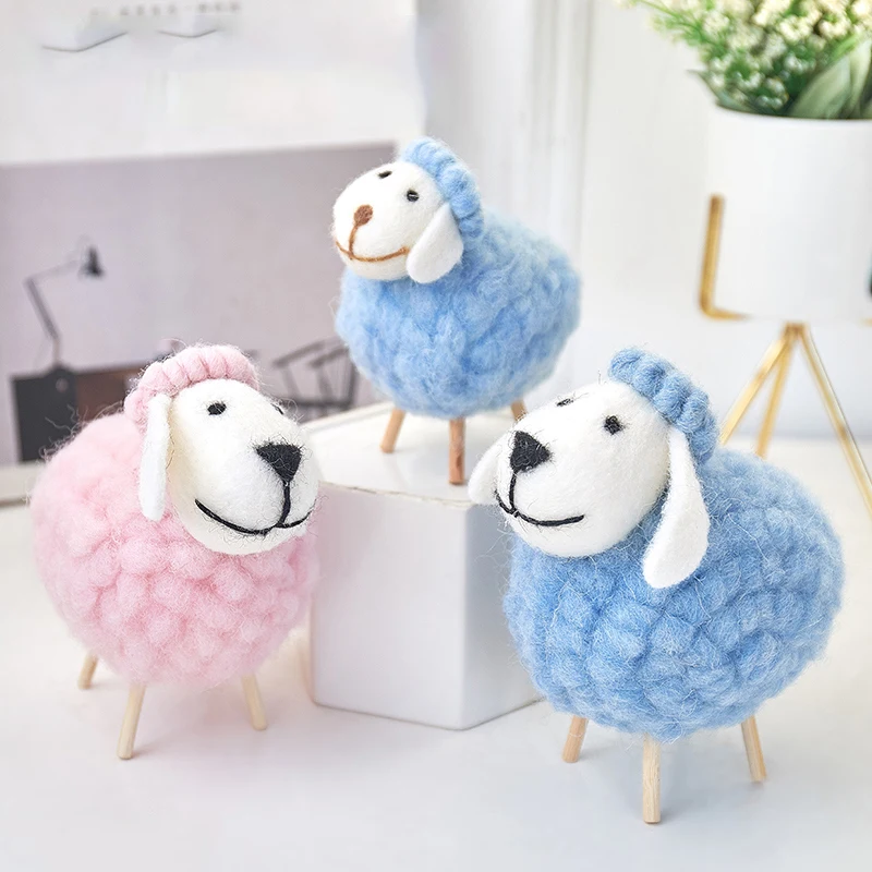 Lovely Felt Sheep Ornaments Table Top Children's Room Personality Girl Desk Decorations