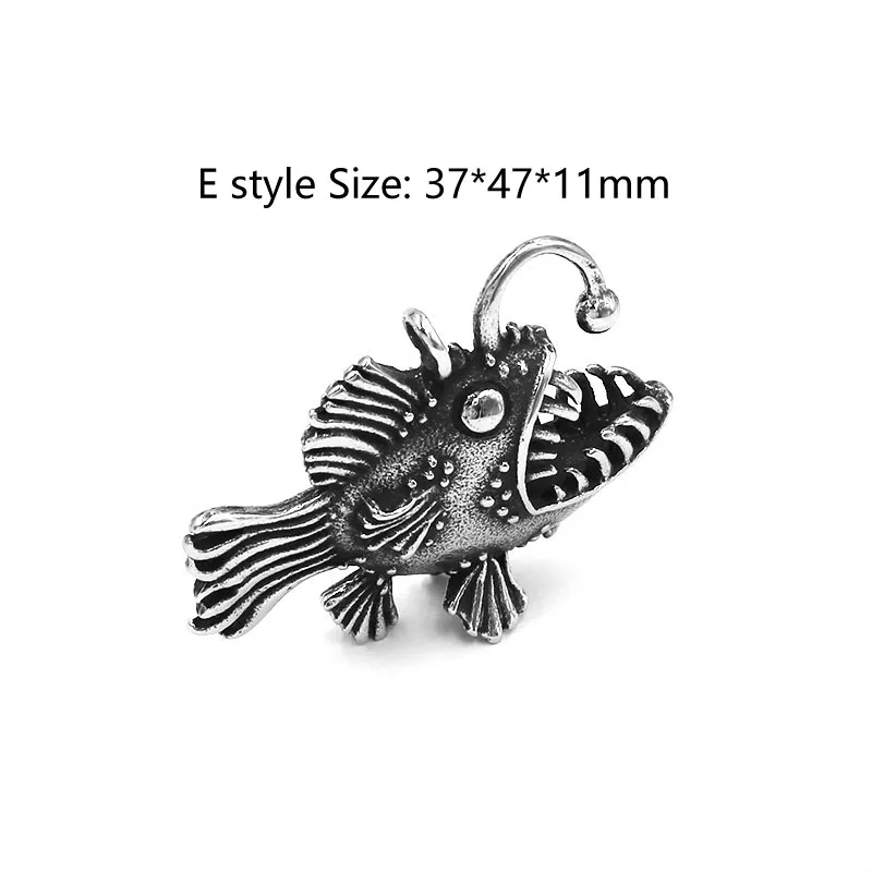 Fashion Koi Fish Pendant Stainless Steel Jewelry Ocean Whale Dolphin Goldfish Shark Octopus Lantern Fish Mens Pendant 577B