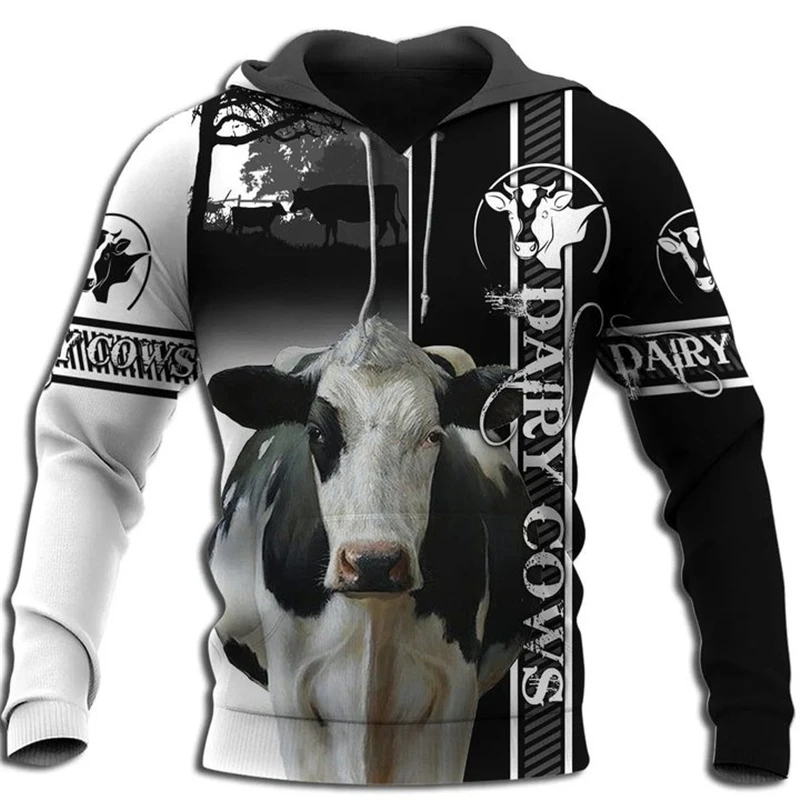 

2020 Fashion Men 3D Hoodie Print animal dairy cow Hooded Sweatshirts Unisex Casual streetwear Hoody Wholesale and retail