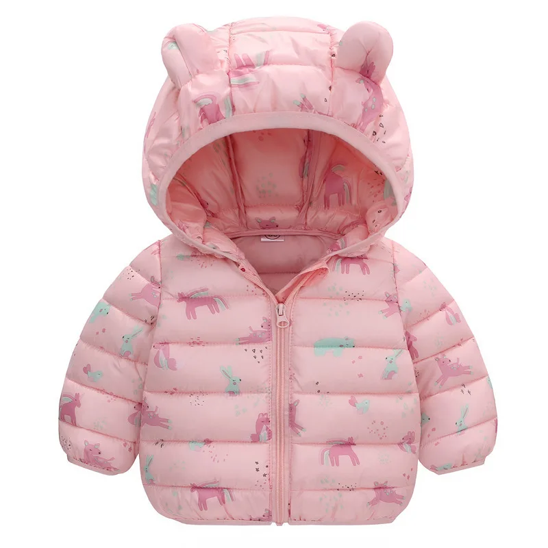 New Winter Down Warm Jackets Autumn Fashion Baby Clothes Kids Thin Hooded Cotton Coats Girls Boys Cute Solid Outerwear 2-6 Years