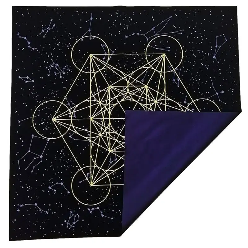 Tarot Card Tablecloth Metatrone Cub Crystal Grid Astrology Divination Altar Velvet Cloth Board Game Tarot Card Mat 2021 new