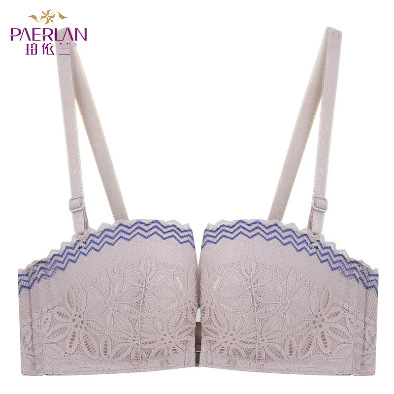 Front Buckle Soft steel Ring Wedding Dress Bra 1/2 Half Cup Small Chest Gathered Sexy Lace Women\'s Underwear