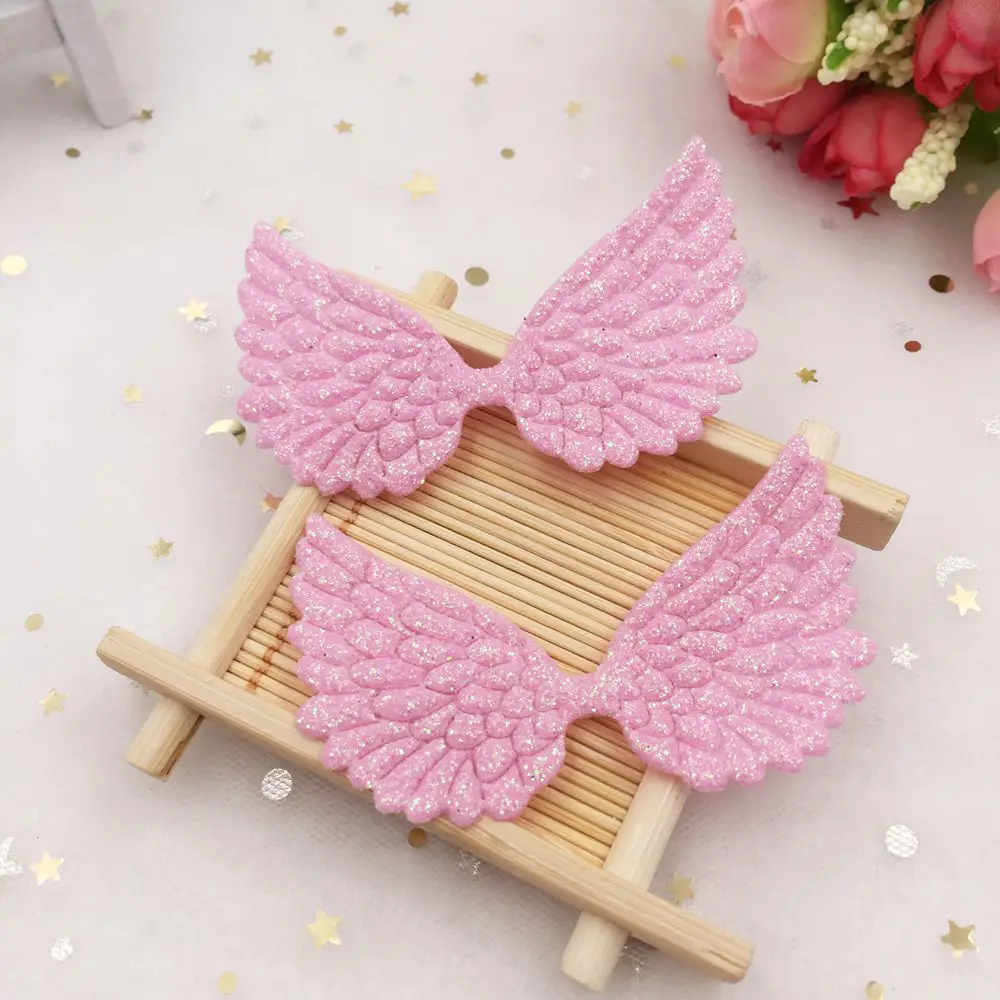 16pcs 42mm*70mm Glitter Paillette Big Angel Wings Appliques Patches Wedding DIY Hair Clip Accessories Craft Supplies A96