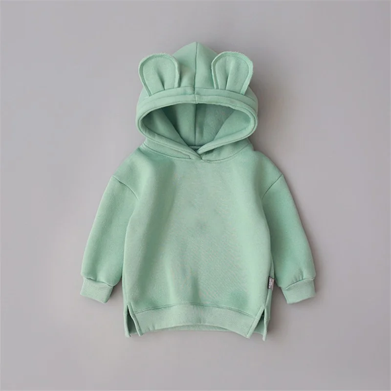 Cute Baby Girls Hoodies Kids Boys Autumn Fleece Sweater with Bear Ear Spring Baby Boys Clothes Solid Infant Children\'s Clothing