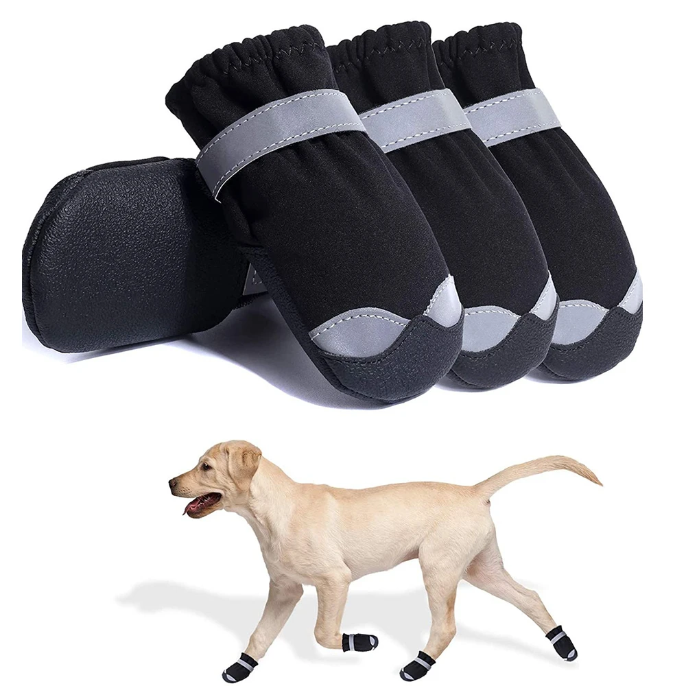 Waterproof Pet Dog Shoes Reflective Dog Boots For Sports Mountain Wearable PVC Soles Shoes for Small Medium Large Dog Cat Pets