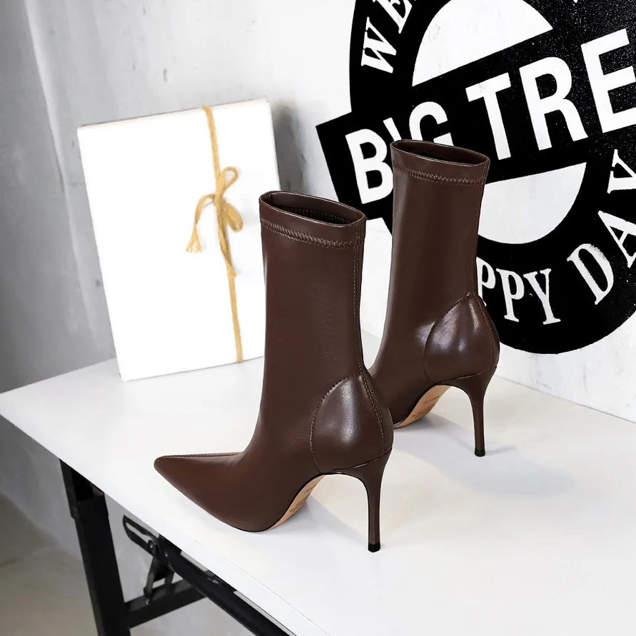 

BIGTREE 2025 Winter Street Style Fashion Pointed Toe Women Boots Sexy Ladies Thin Heels Party Shoes Zapatos Mujer