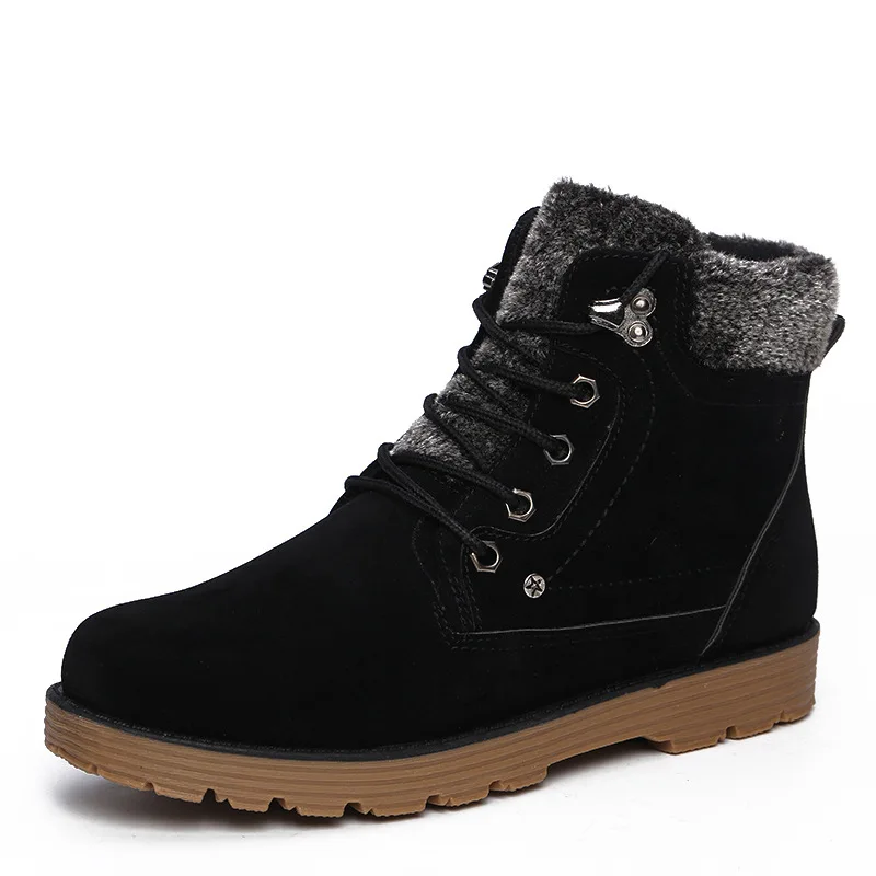 Pop Plush Snow Cotton men'shoes Autumn Winter Lace-up Style Chic Nice Trend Flock Short men's Ankle Martin Bootsdgy67