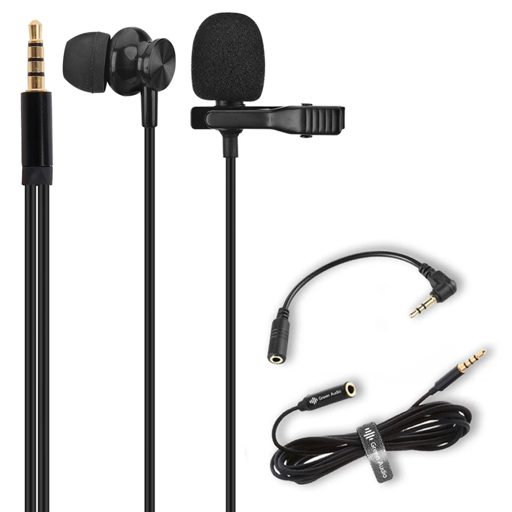 

Portable Clip-on Lavalier Microphone With Earphone Mini Condenser Microphone for Phone PC Computer Audio 3.5mm Collar Lapel Mics