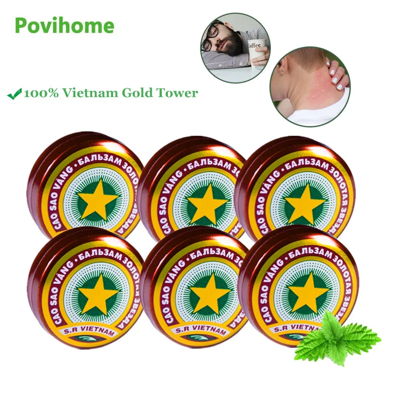 

1/4/6Pcs 100% Vietnam Gold Tower Ointment Mint Cooling Oil Relieve Cold Headache Dizziness Refreshing Anti-Itching Care Plaster