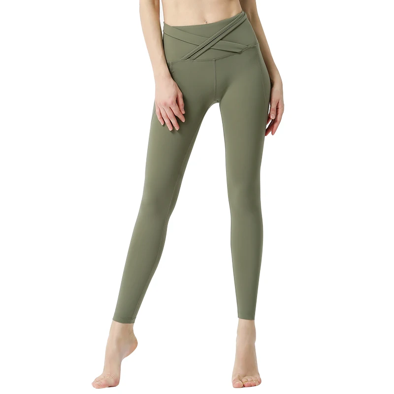 

Sport Leggings High Waist Tummy Control Sport Tights Women Nylon Dry Fit Cozy Solid Fitness Leggings Gym Femme Yoga Pants Female