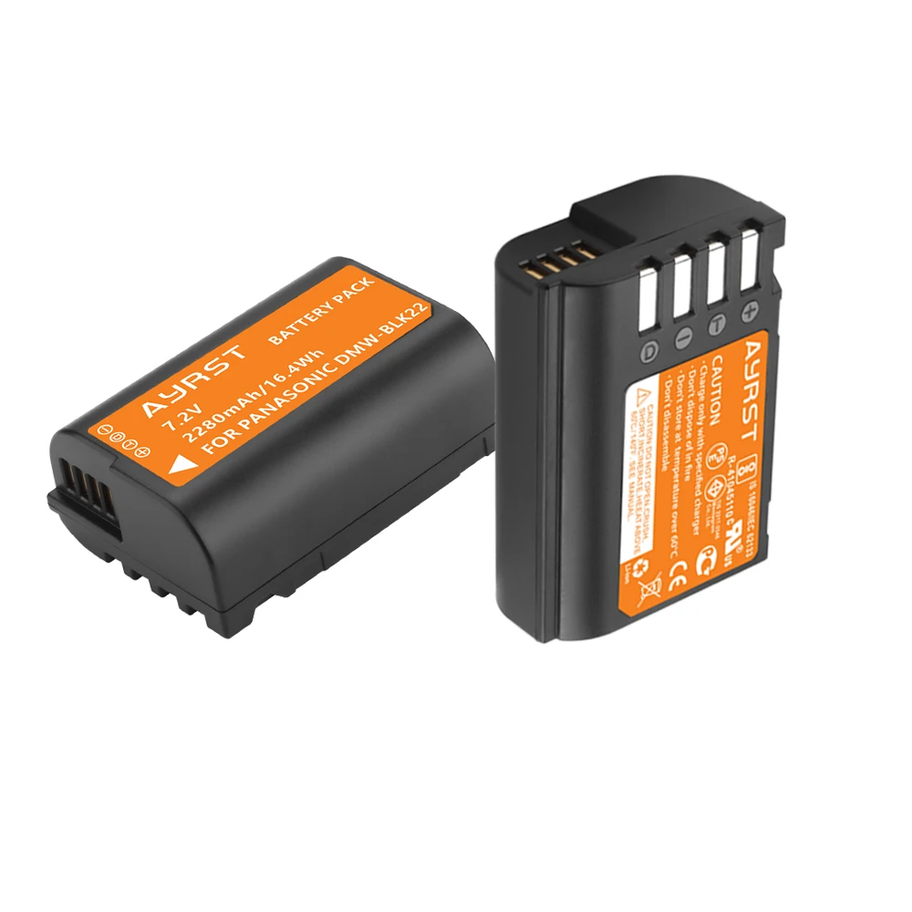2280mAh DMW-BLK22 BLK22 Battery +LED USB Dual Charger For Panasonic LUMIX DC-S5,DC-S5K,GH5 II,GH6,S5M2, S5M2X, GH5M2