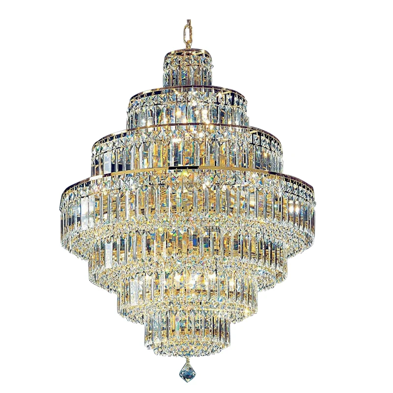 

Large Empire Gold Crystal Chandelier Lighting For Stair Modern Hanging Lamp For Foyer Lobby Hall Luxury Modern Hanging Light