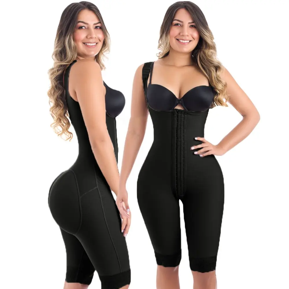 Fajas Colombianas Compression Fabric Abdominal Control Adjustable Shoulder Clasps And Buttock Butt Lifter Slimming Body Shaper