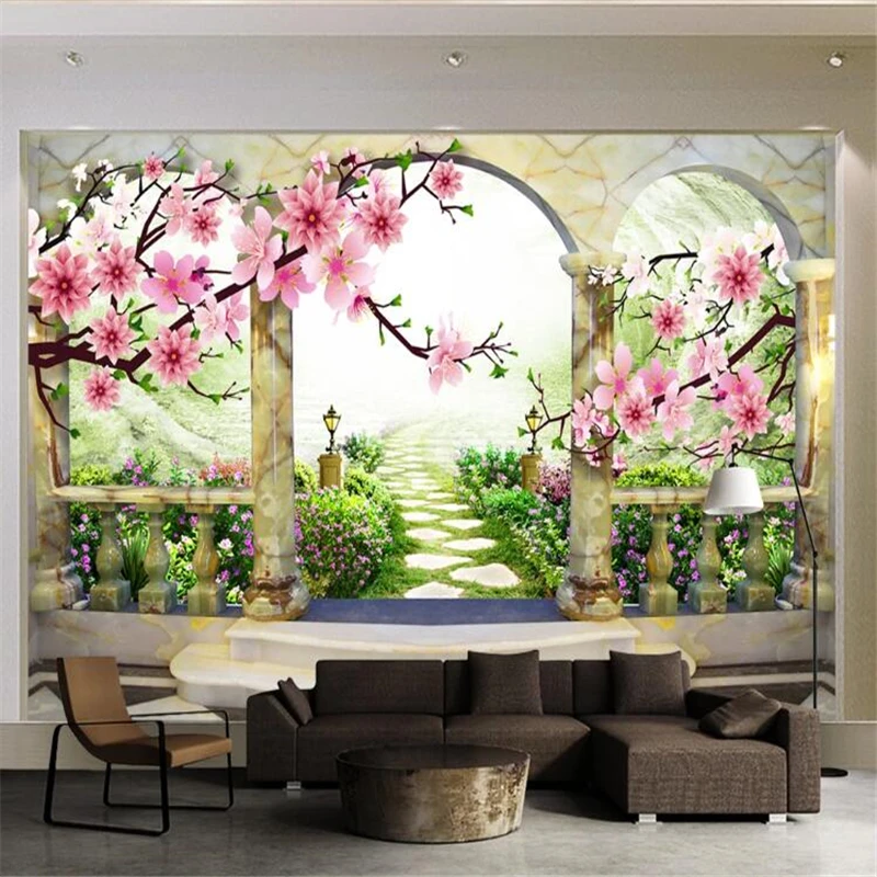 wellyu papel de parede Custom wallpaper 3D stereo peach landscape European garden background wall painting mural wallpaper