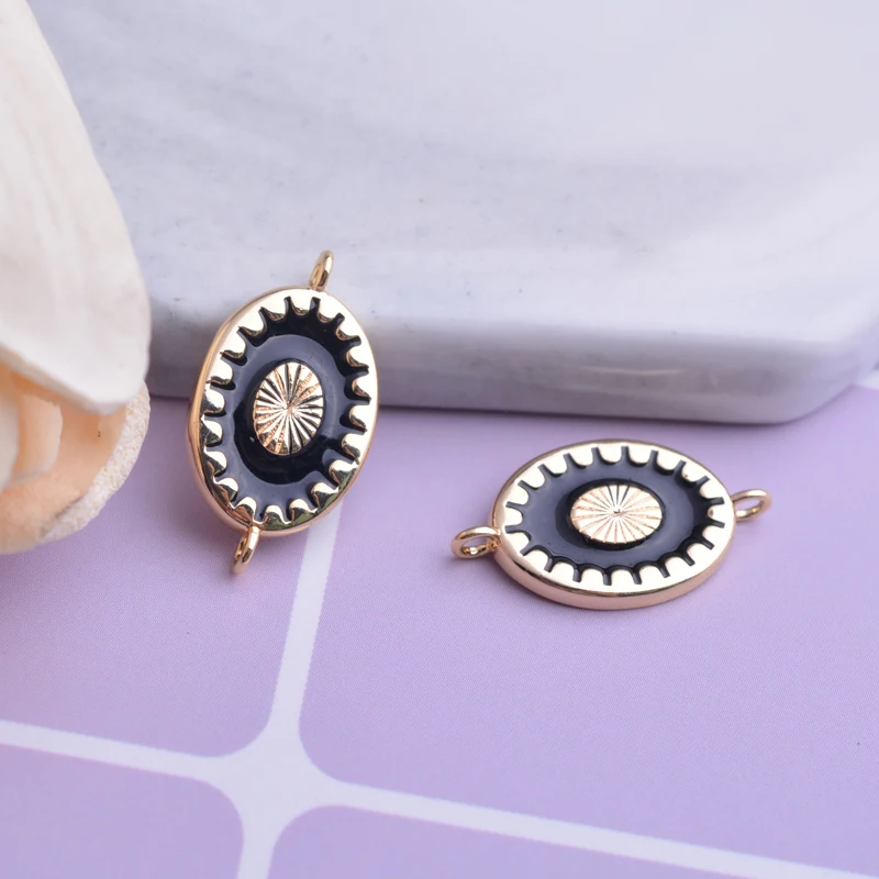 12 Stück 9*17mm Hochwertige Goldfarbene Verbindungsstücke aus emailliertem Kupfer in Ellipsenform für die Herstellung von DIY-Schmuck, Armbändern und Ohrringen – Detail 5