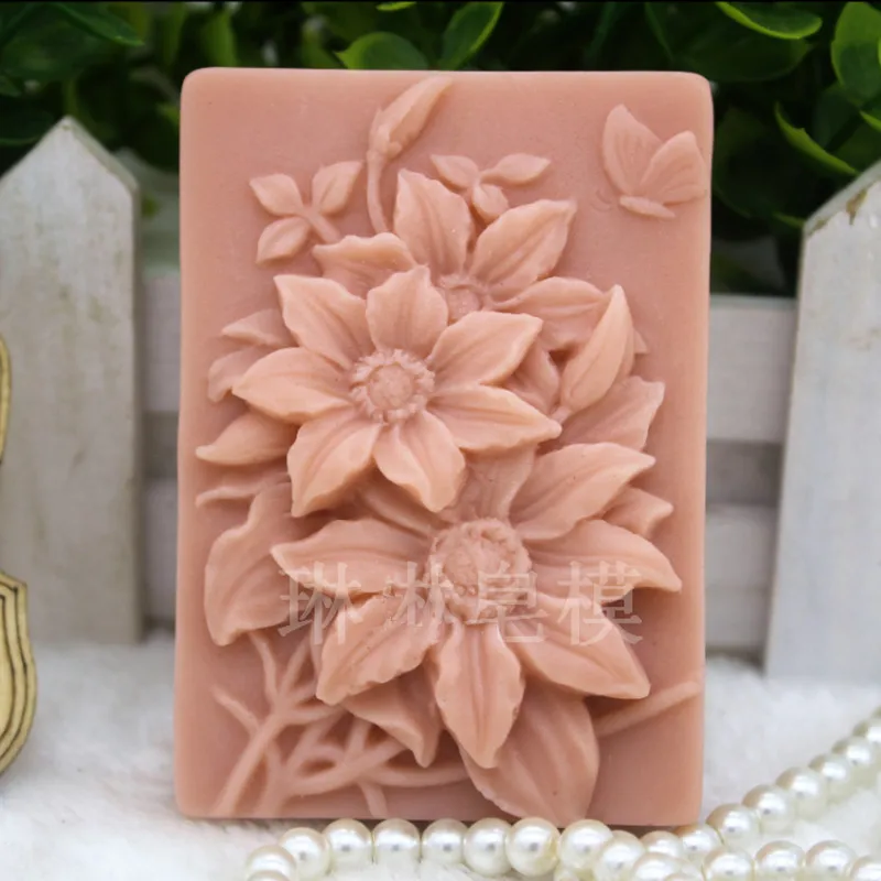 3d Sunflower Soap Mold Rectangle Flower Handmade DIY Soap Making Silicone Molds for  Lotion Bars Resin Crafts Scented Candle