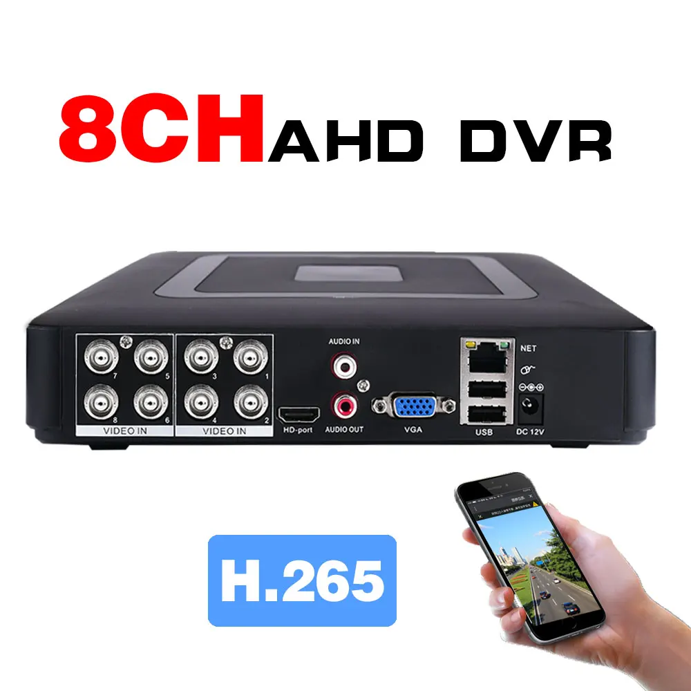 미니 DVR 8 채널 CCTV 레코더, 1080P 2MP AHD CVI TVI 카메라 보안 시스템 지원, P2P 클라우드 비디오 감시 DVR