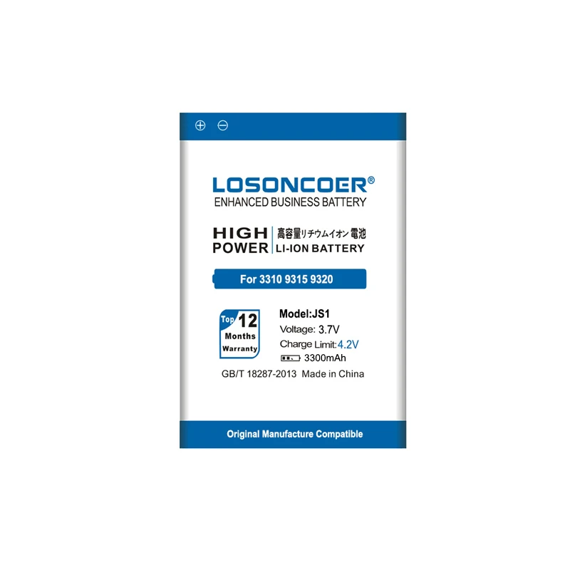 LOSONCOER 3300mAh JS1 For Blackberry Curve 9720 9220 9230 9310 9320 9315 Mobile Phone Battery