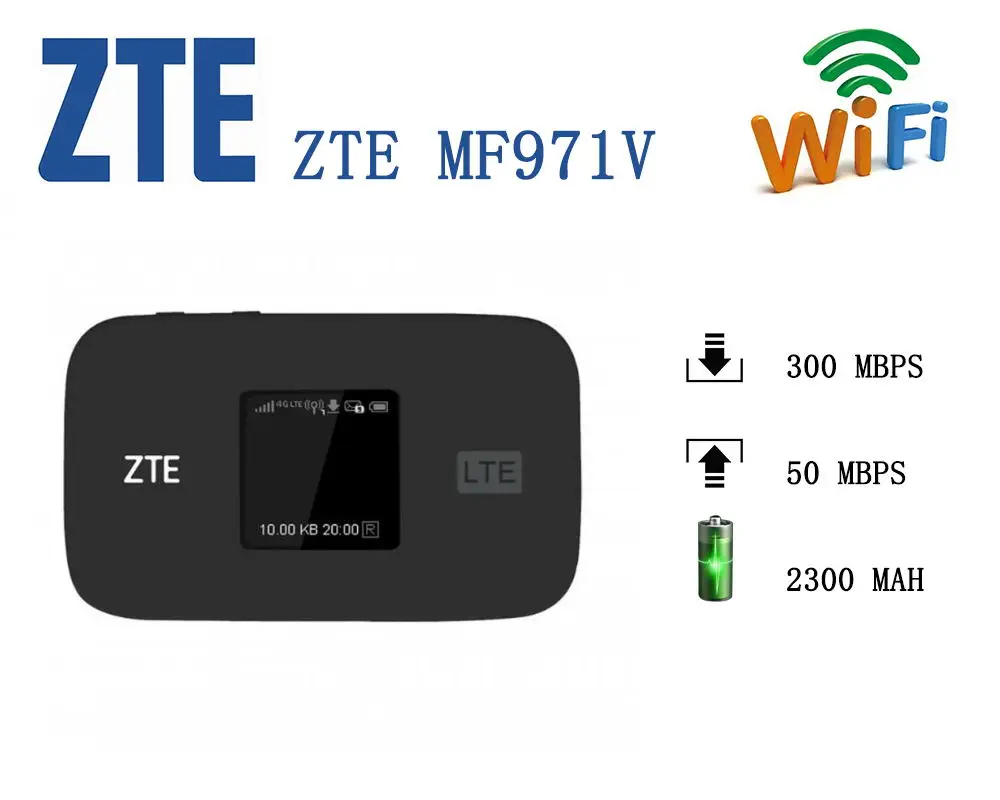 Original Unlocked ZTE MF971V 300Mbps 4G+ LTE Cat6 Mobile WiFi Hotspot 4G mifi bands FDD B1/2/3/4/5/7/8/17&12/20/28 and TDD B38