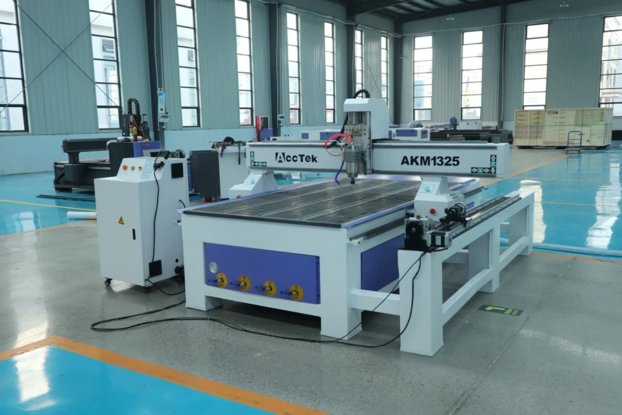 AccTek 1325 Vacuum Table Wood CNC Router Engraving and Cutting Machine with Rotary at Side