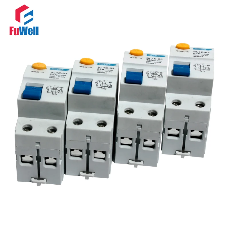 Residual Current Circuit Breaker BL1E-63 1P+N Poles RCCB Leakage Protection 25/32/40/63A Current 230V Circuit Breaker